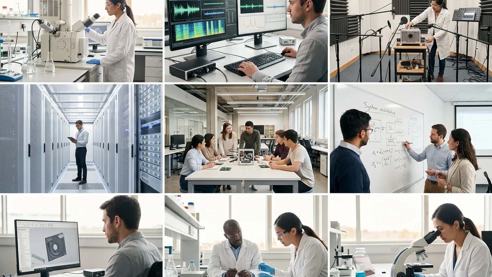 A distributed mosaic of laboratories and workplaces across locations.