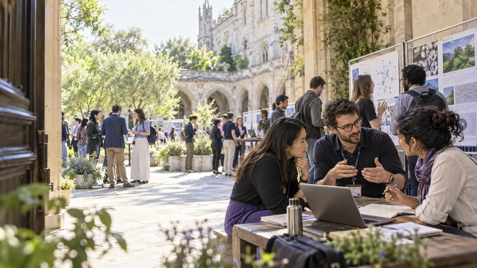 Researchers and engineers in a university innovation forum.